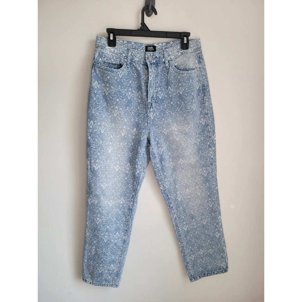 Bandana Paisley Print Straight Leg Jeans Womens Size 11/30 Boho Simple Society - Picture 1 of 6